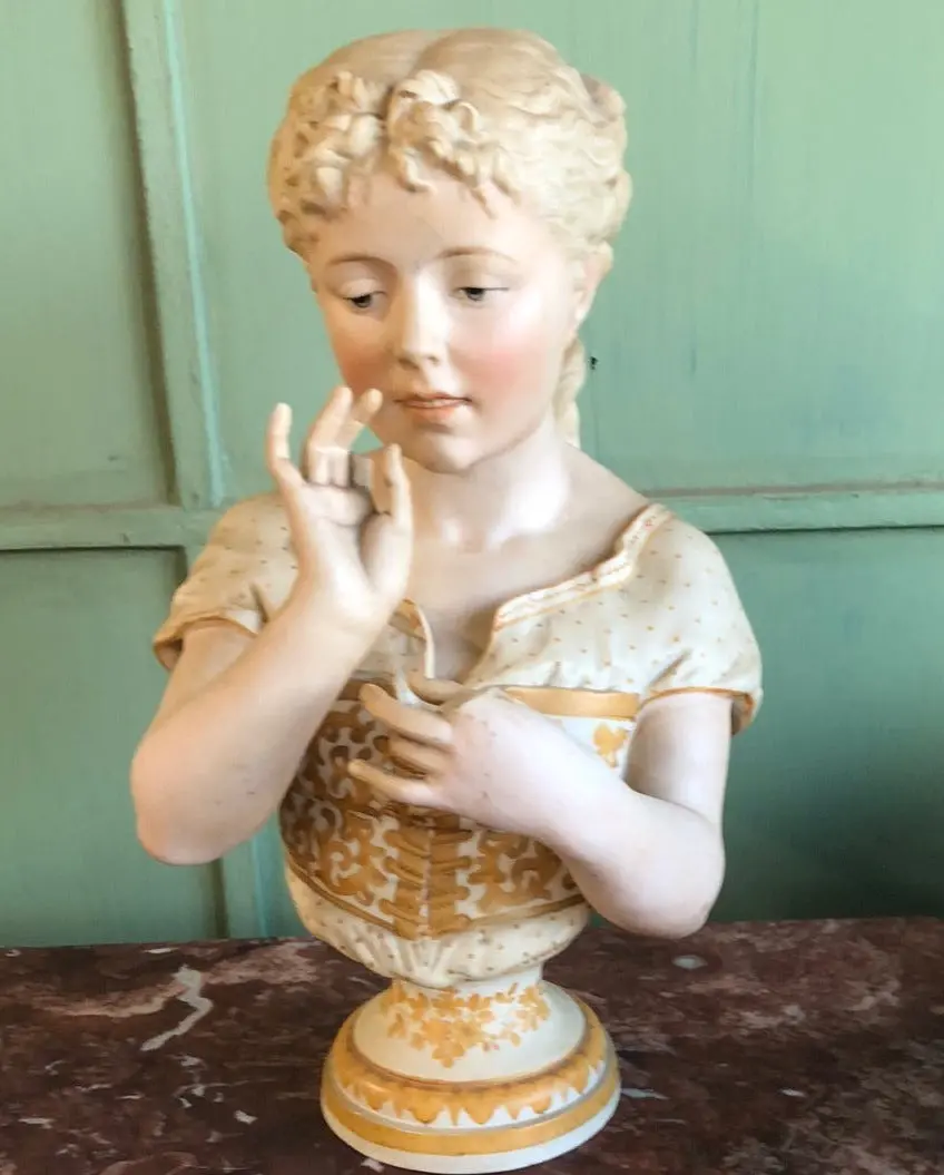 Bisque Bust Of Girl As Found 1
