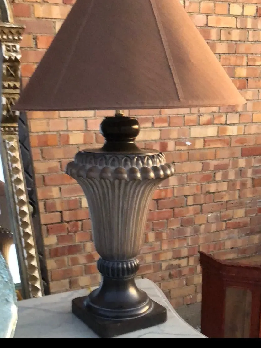 Brown Plaster Lamp With Shade 1