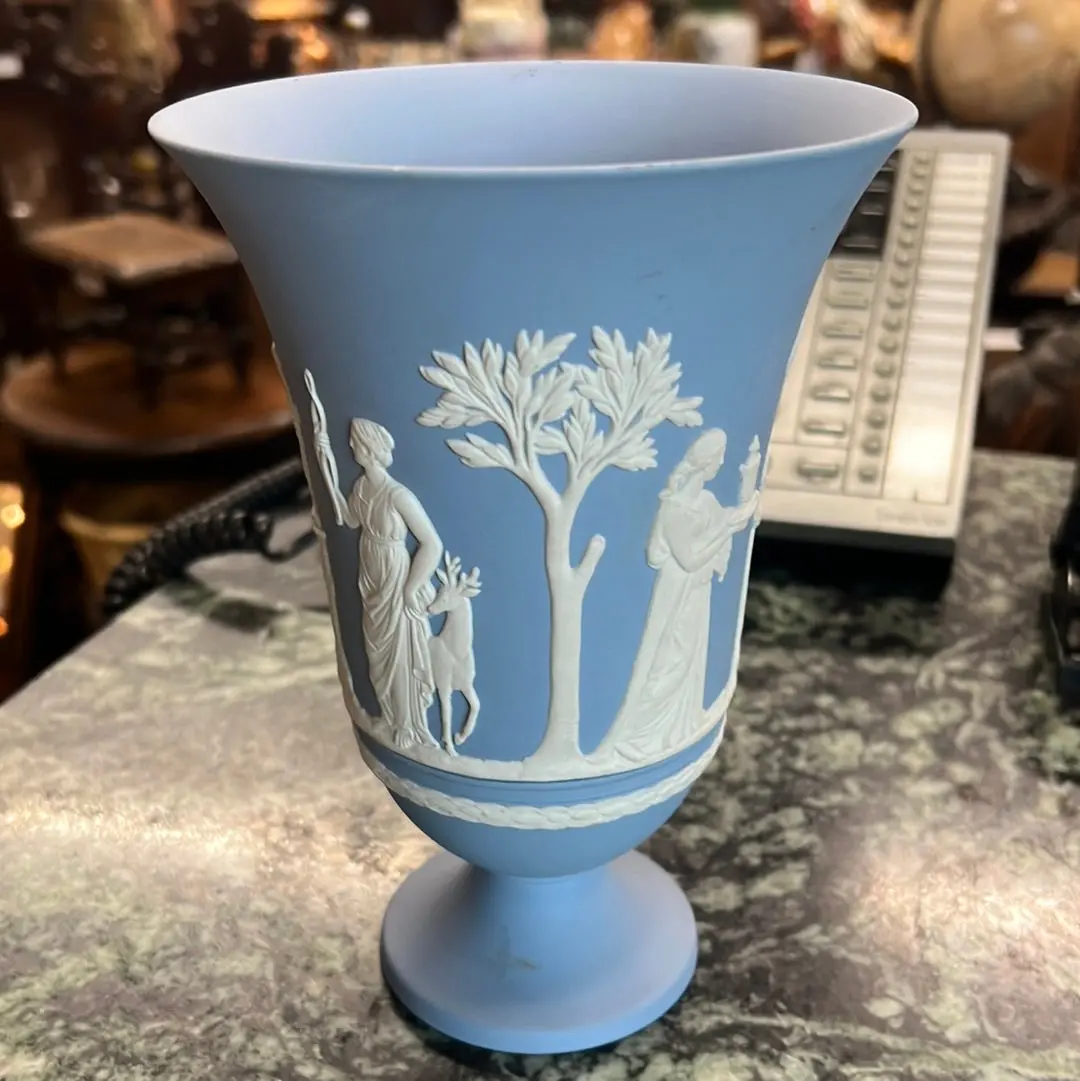 Tall Jasperware Blue Vase 1
