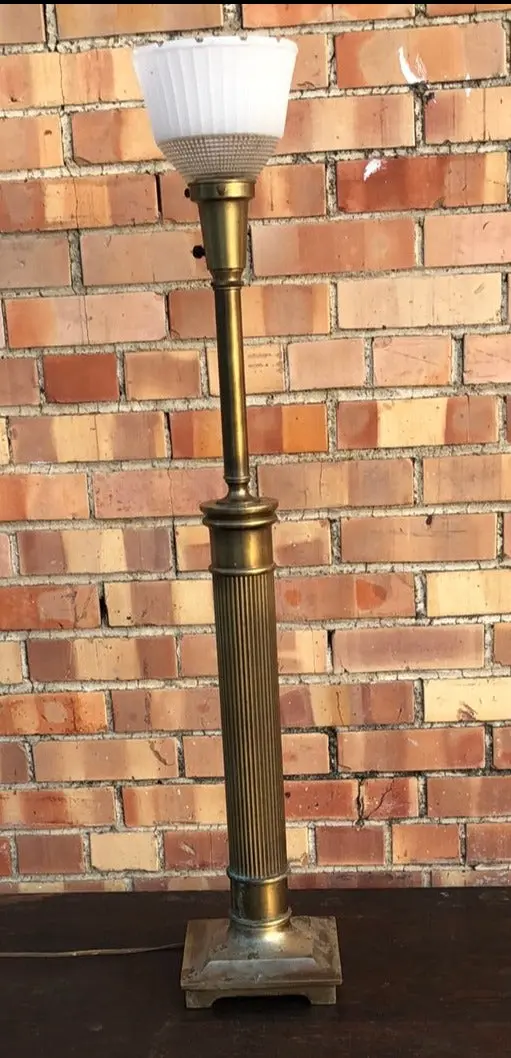 Tall Brass Fluted Column Lamp 1