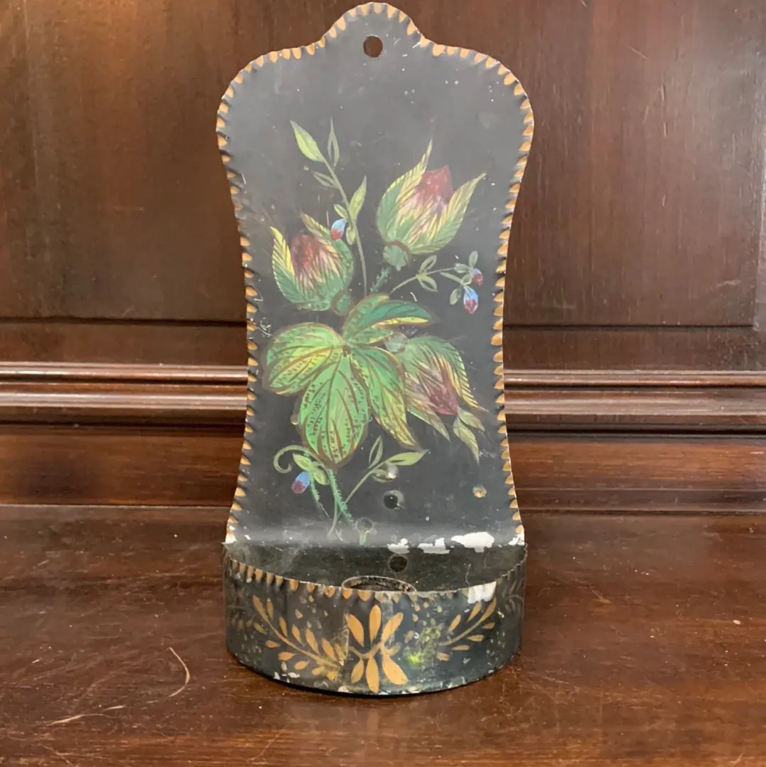 Pair Tole Painted Candle Holders 1