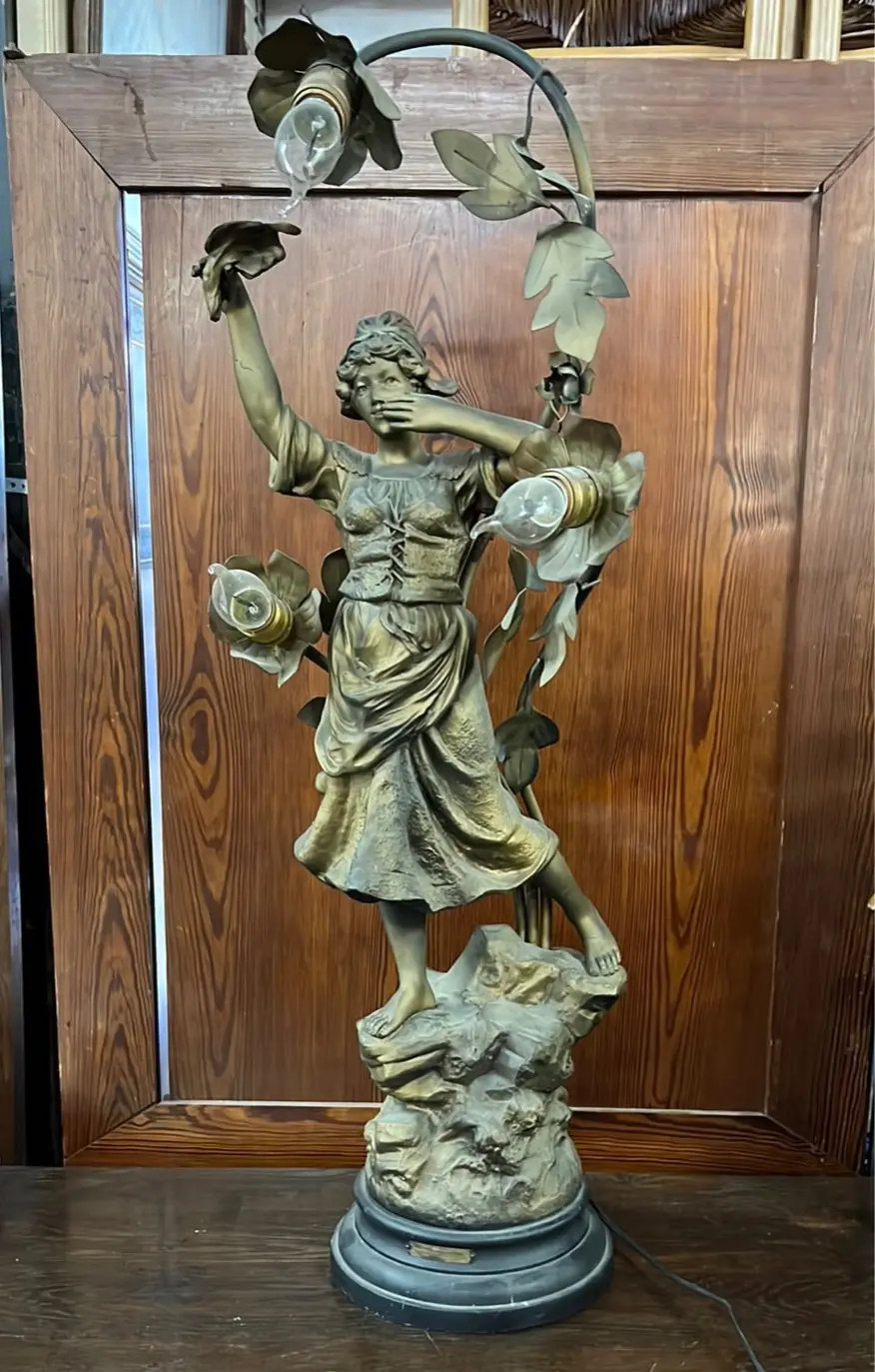 Spelter Tall Lady Lamp 1