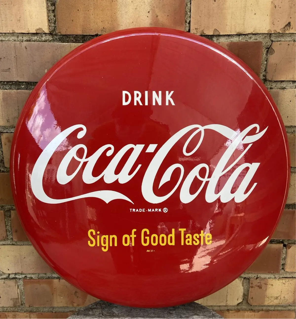 Drink Coca Cola Am31 Button Sign 1