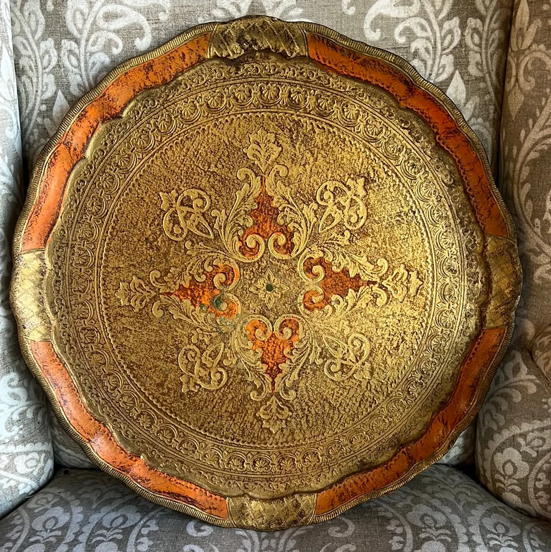 Large Round Florentine Tray 1