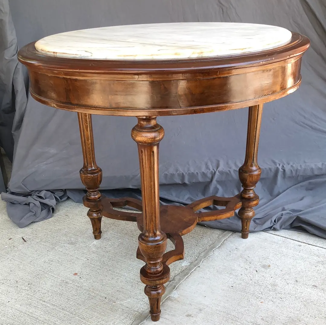 Antique Louis Xvi Style Marble Top Round Table 1