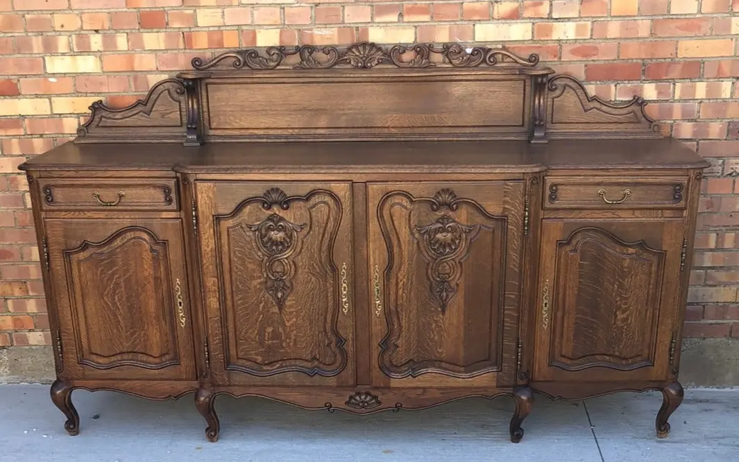 Large Oak Country French Sideboard With Backsplash 1