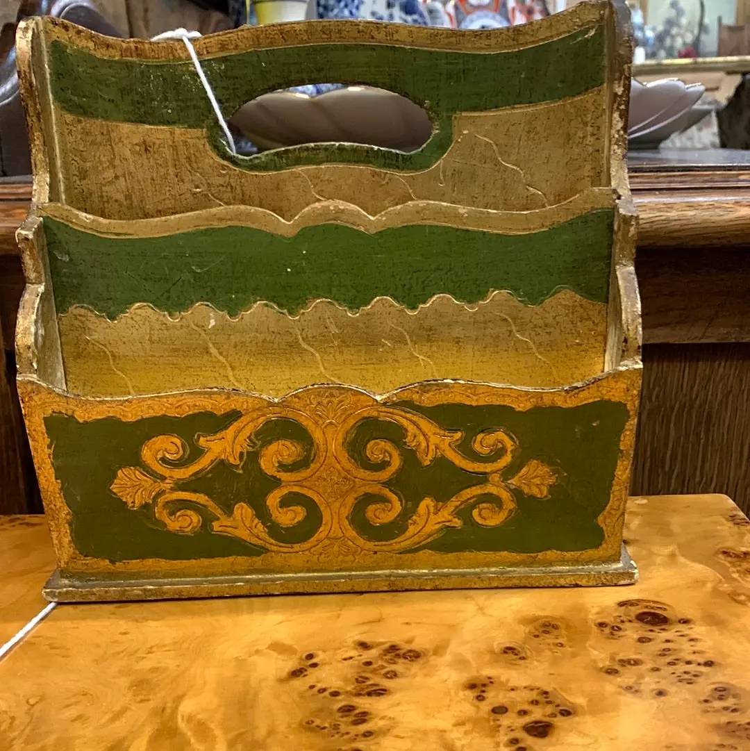 Green And Gold Florentine Letter Holder 1