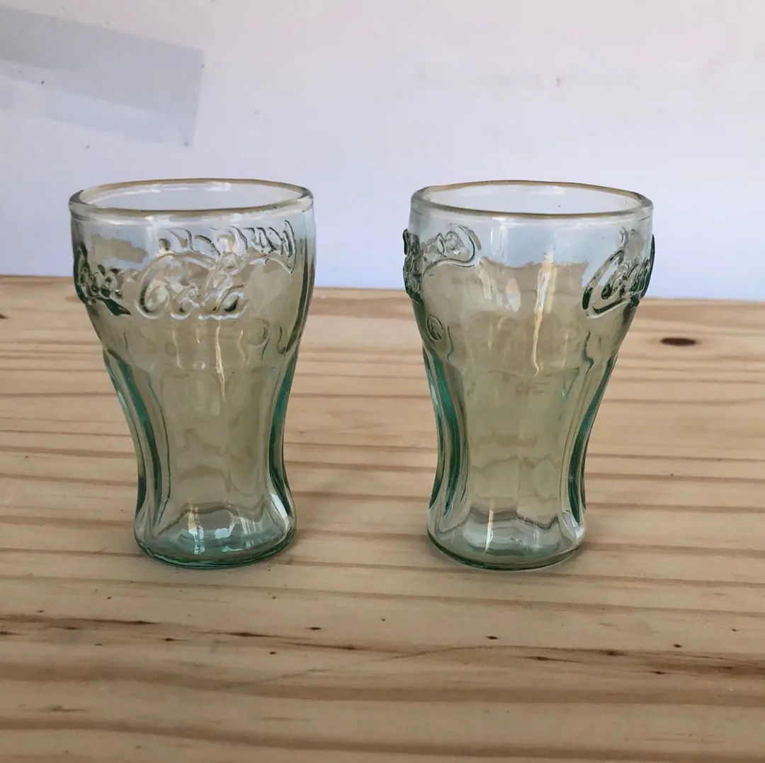 Set Of 3 Tiny Green Coca-Cola Juice Glasses 1