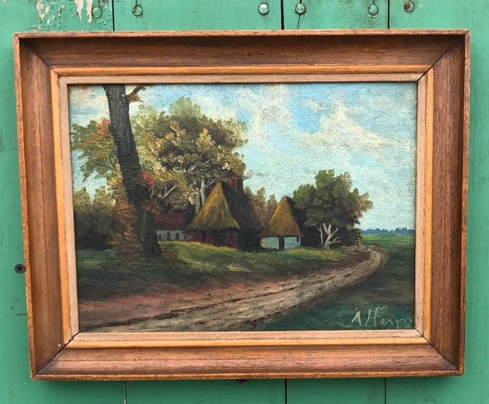 Small Landscape Painting Wth Houses 1