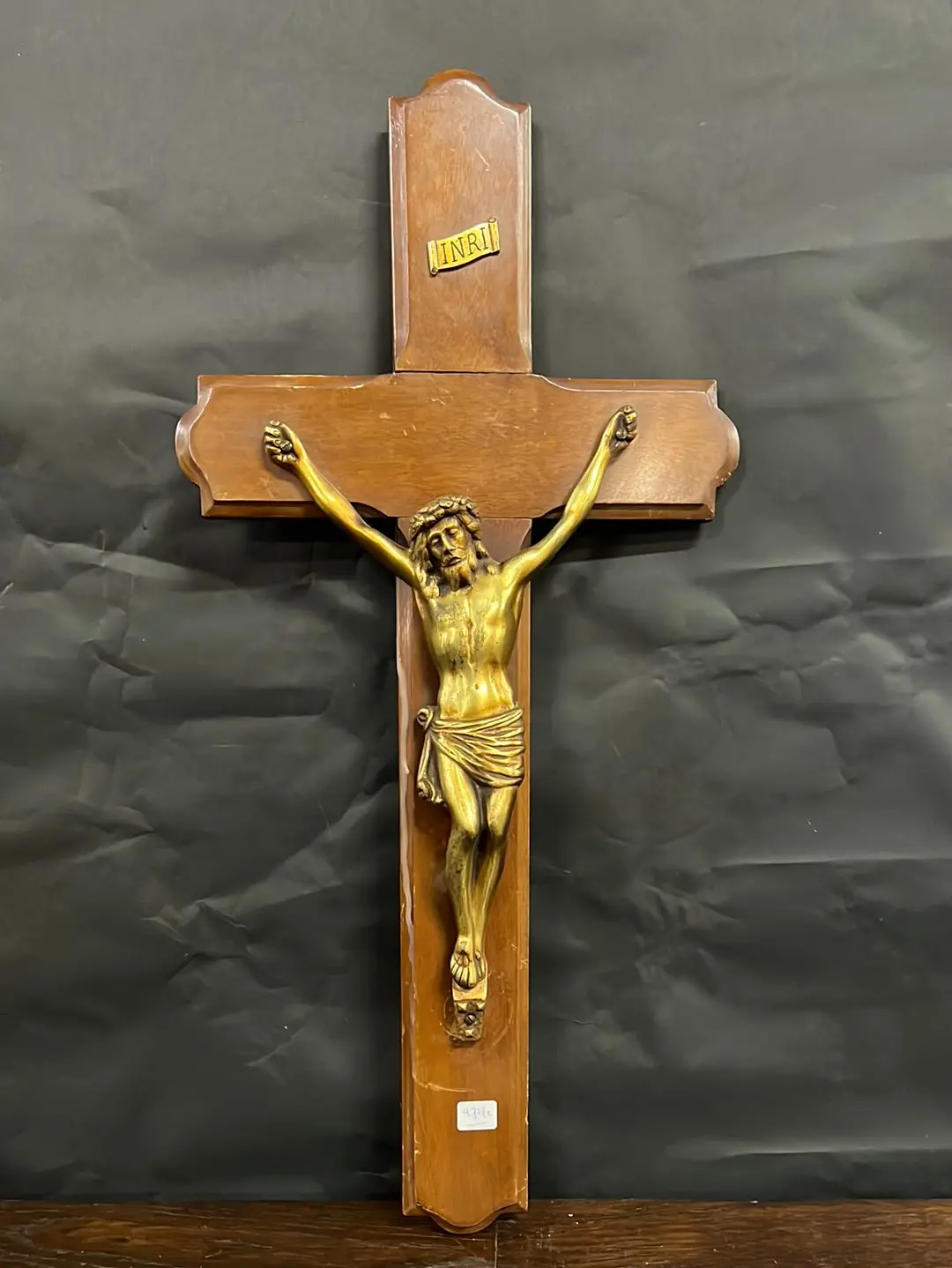 Smaller Wood Wall Crucifix With Brass Corpus 1