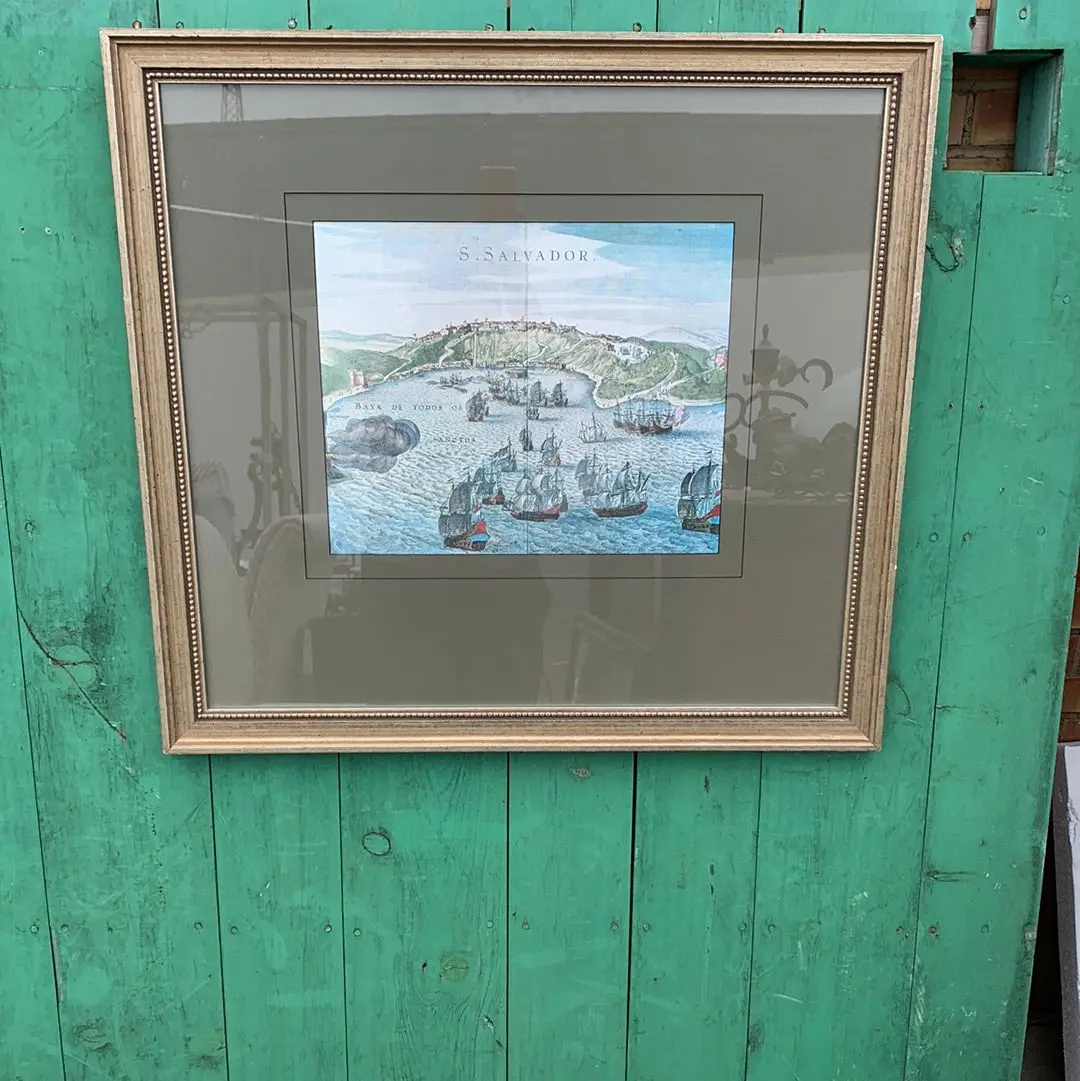Framed English Map San Salvador 1