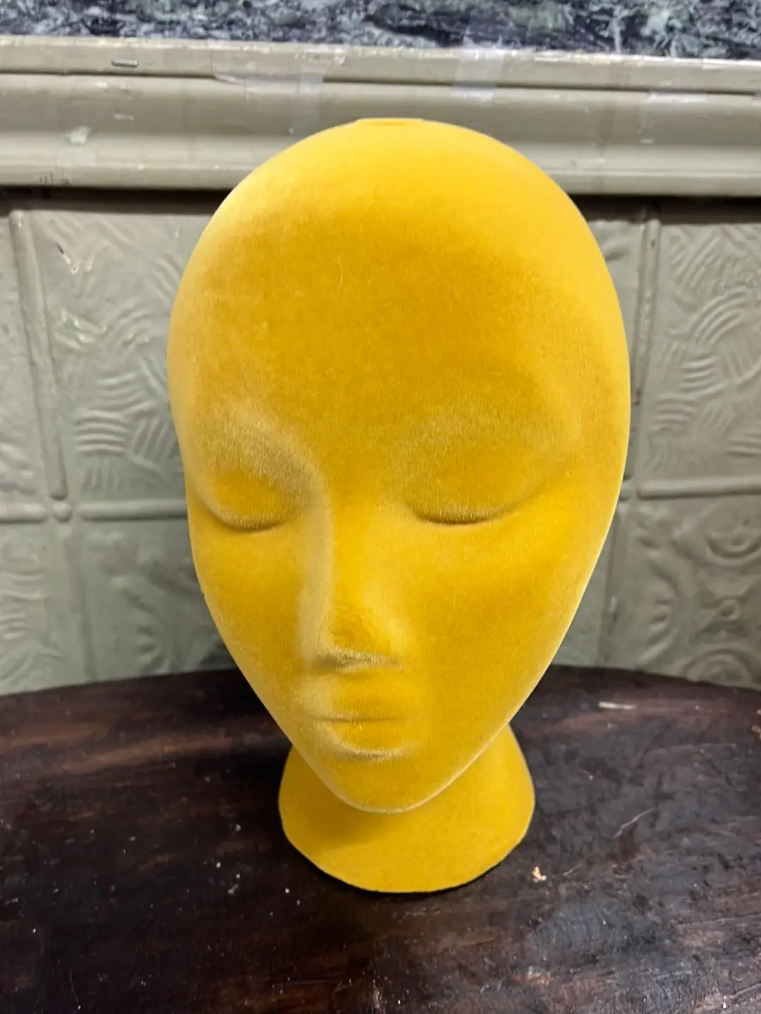 Yellow Felt Covered Mannequin Head 1