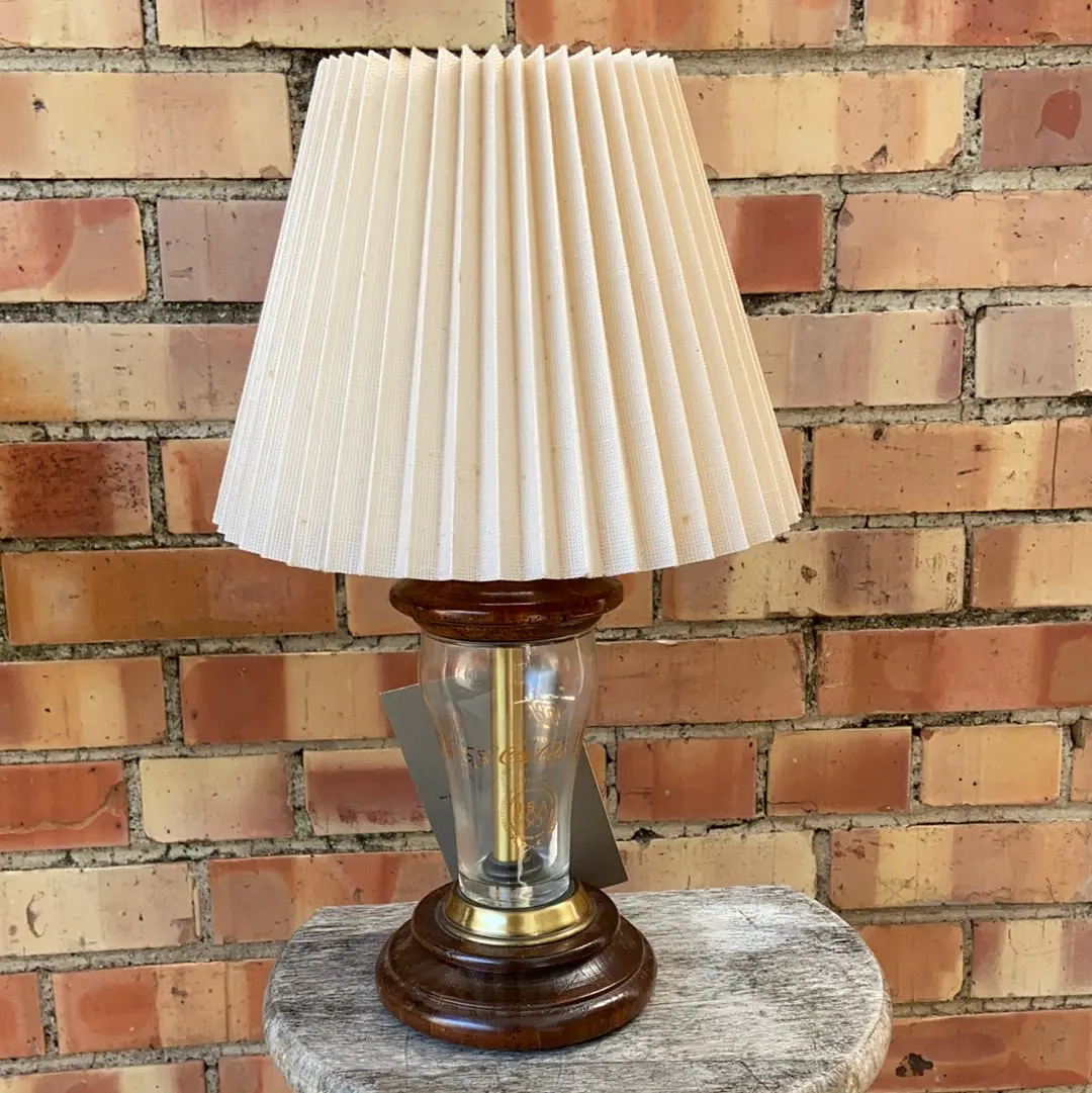 1976 Olympics Coca Cola Glass Lamp On Wood Stand 1