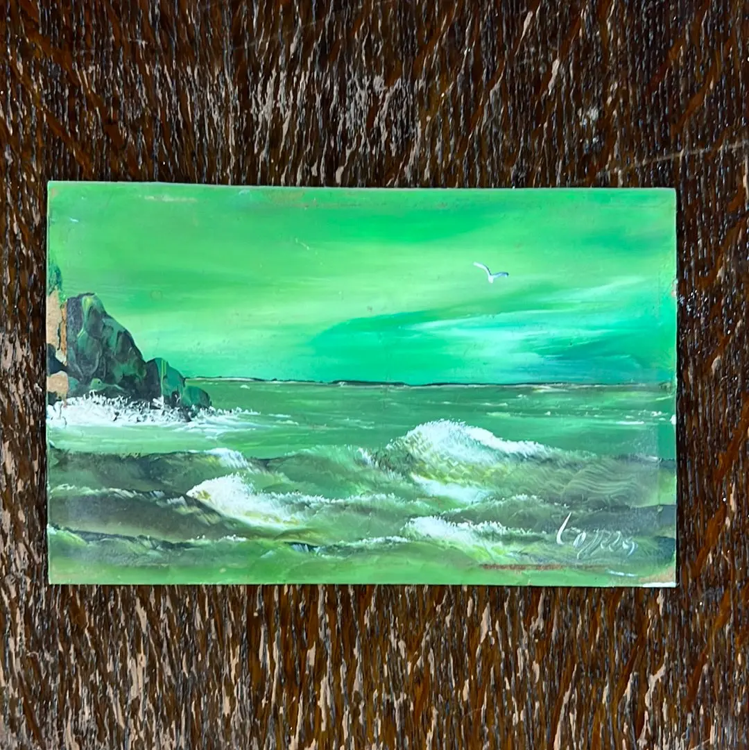 Tiny Green Oceanscape Painting 1