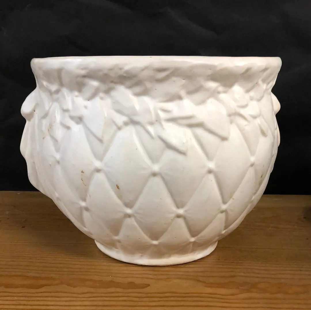 Large White Quilted Mccoy Planter 1