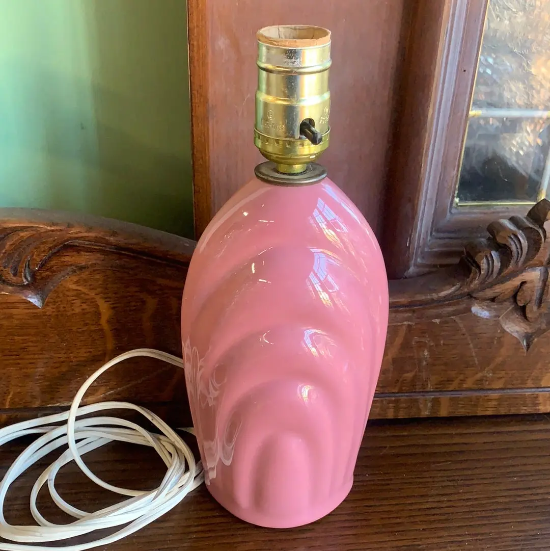 Small 1980'S Pink Ceramic Lamp 1