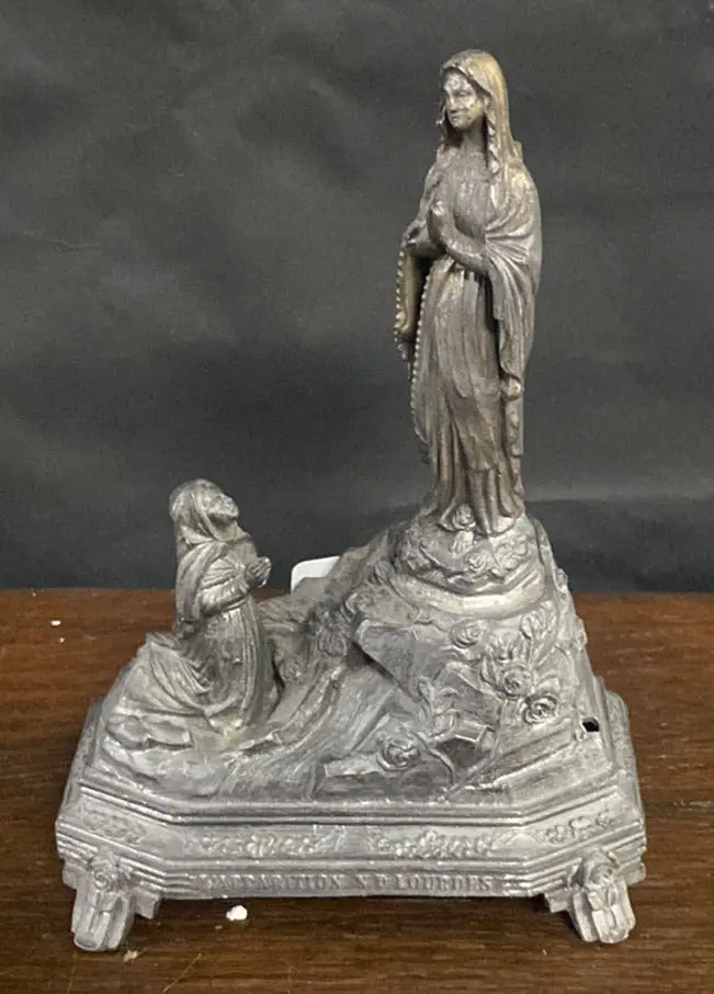 Spelter Figural Mary With Music Box 1