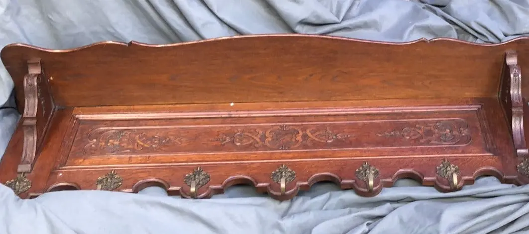 Dark Oak Shell Carved Wall Shelf 1