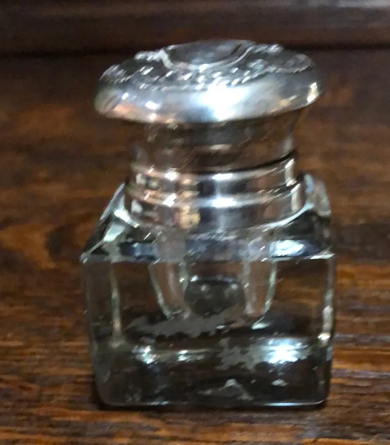Small Glass Inkwell With Sterling Top 1