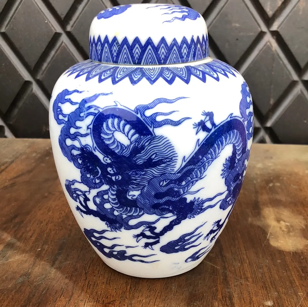 Small Blue And White Ginger Jar 1