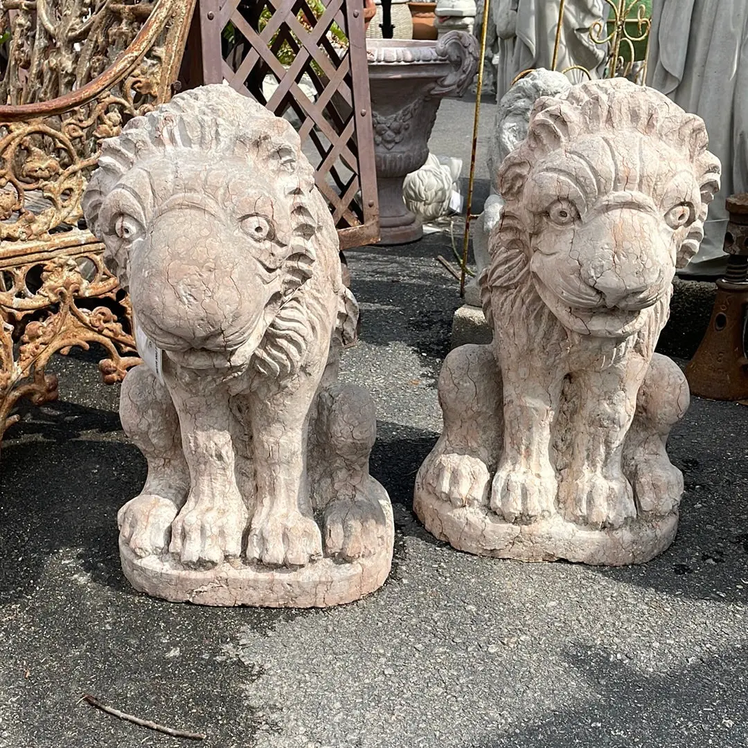 Pair Of Pale Pink Marble Gargoyles 1