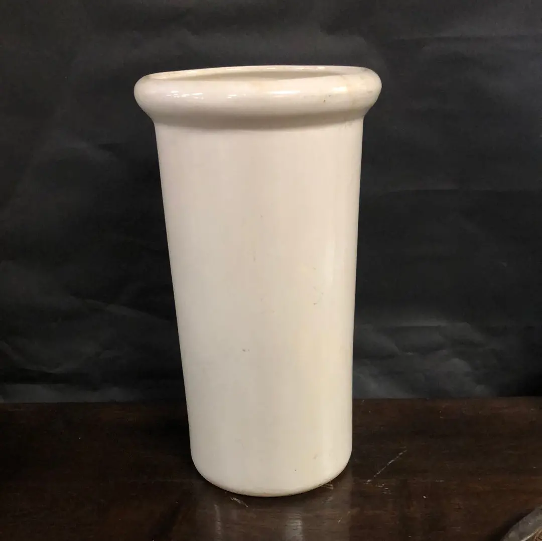 White Crockery Cylinder Vase 1