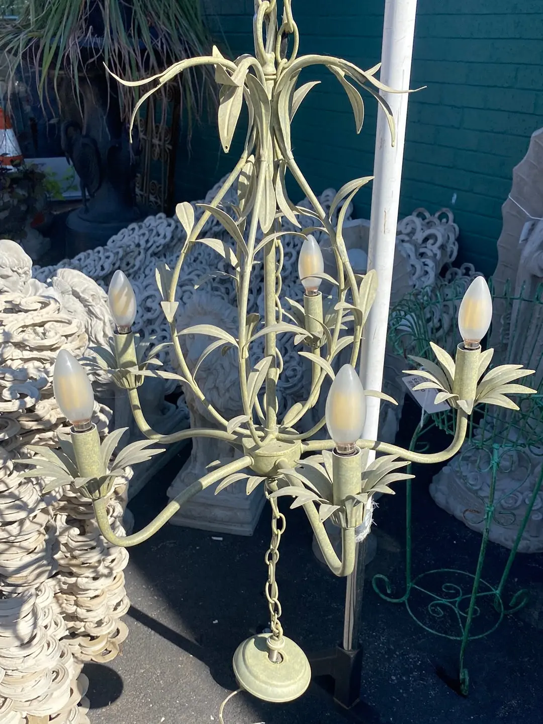 Light Green Tole Chandelier 1