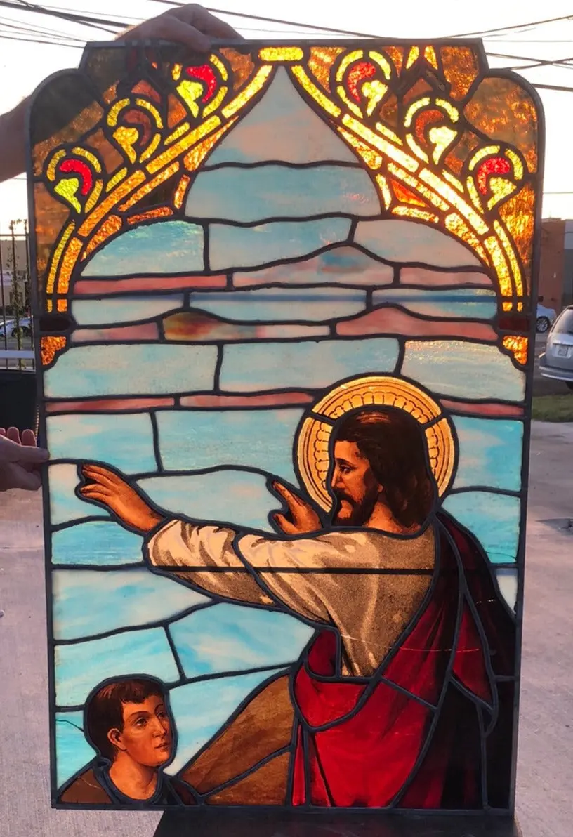 Jesus With Follower Stained Glass Window 1
