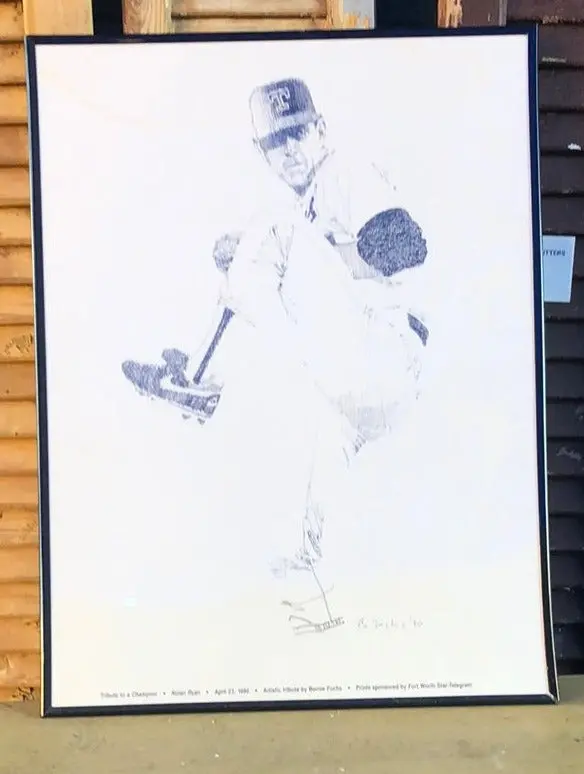Nolan Ryan Print By Bernie Fuchs 1990 1