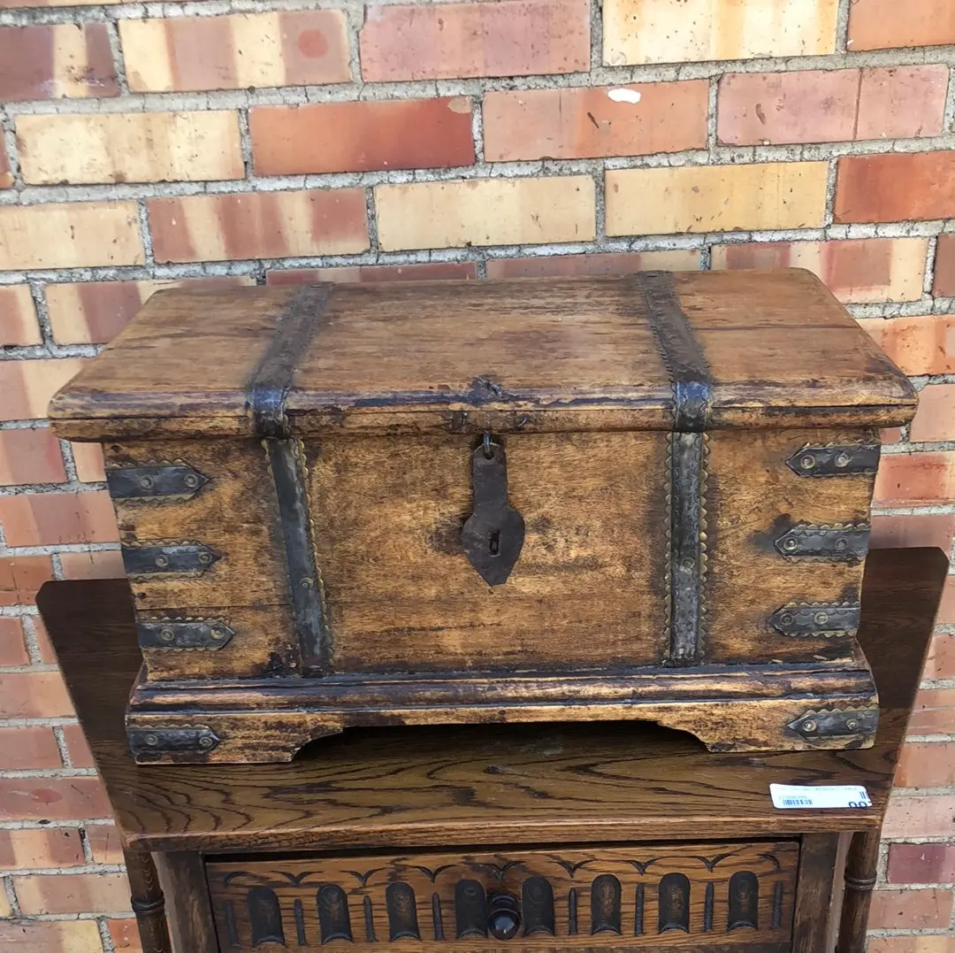Metal Banded Mahogany Box 1