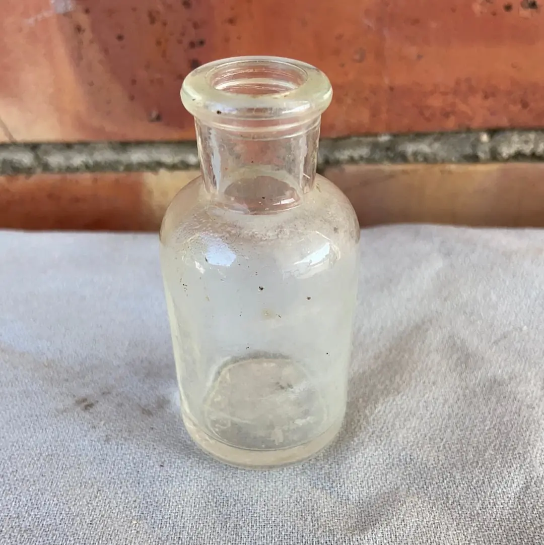Small Clear Glass Drug Bottle 1