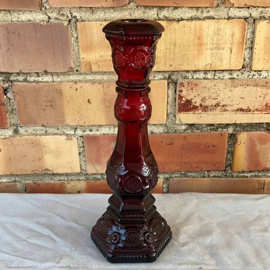 Single Ruby Glass Candle Stick 1