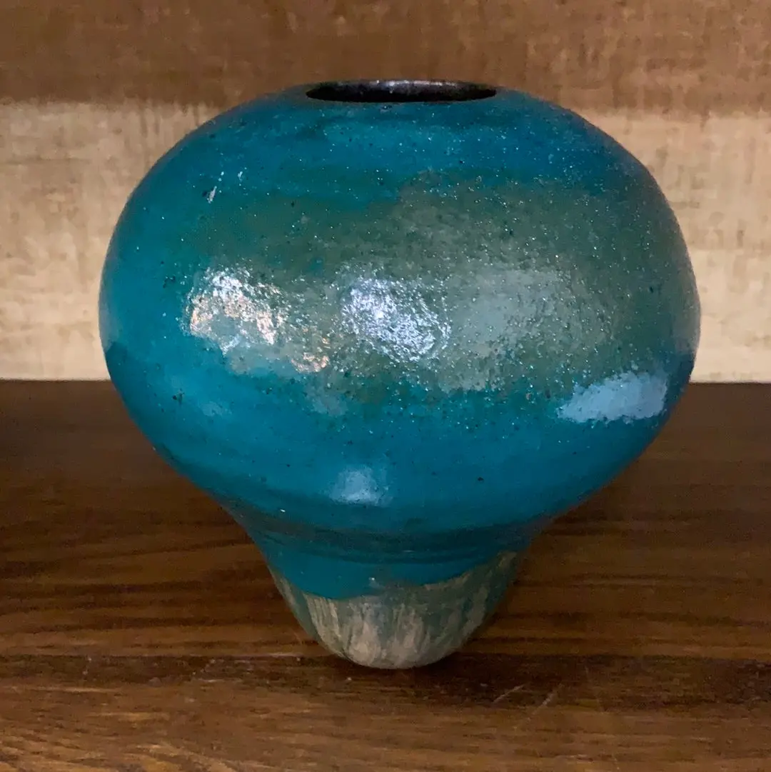Turquoise Glazed Studio Pottery Vase 1
