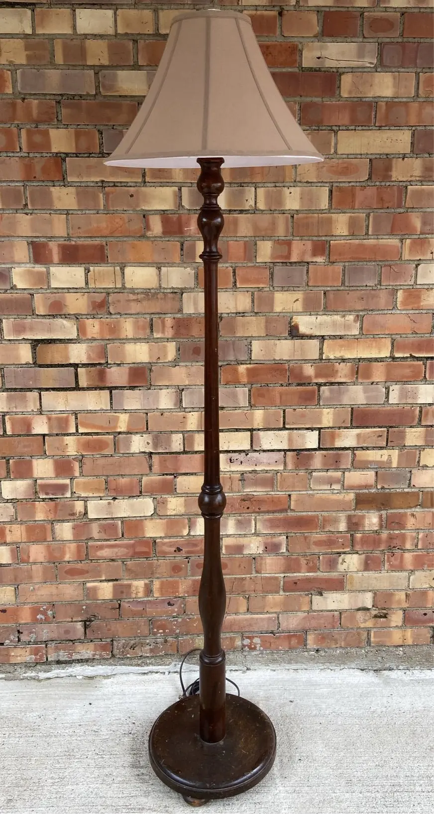 Tall Brown Wood Turned Floor Lamp 1