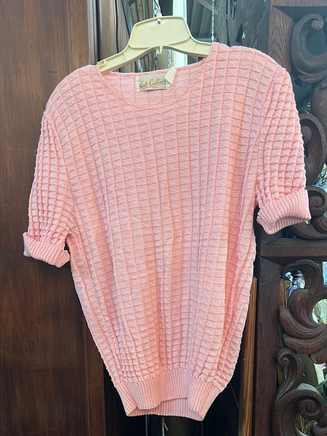 Light Pink Short Sleeve Knit Top 1