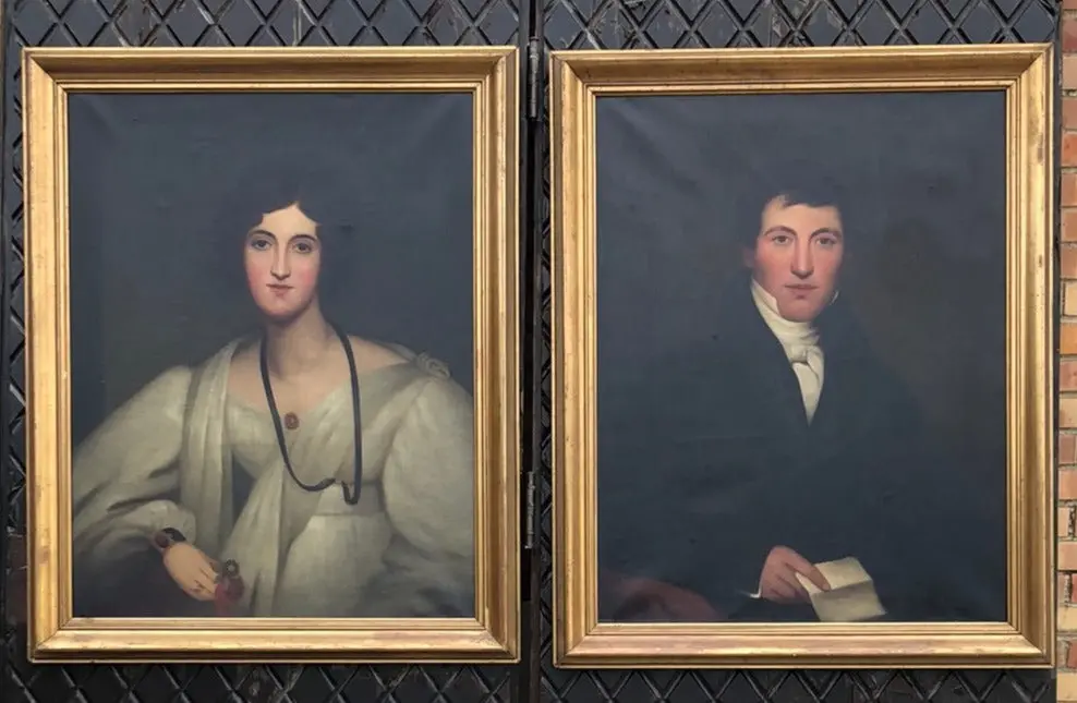 Pair Of Regency Era Oil Painting Portraits On Canvas 1