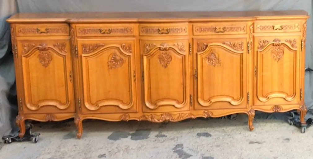 Long Carved Louis Xv 5 Door Cherrywood Sideboard 1