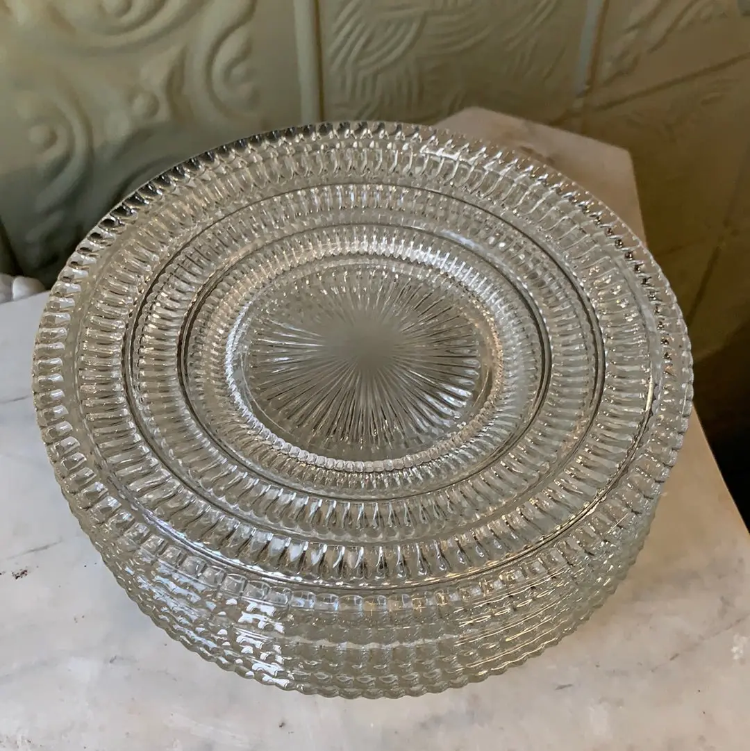 Set Of 6 Clear Pressed Glass 6.5" Plates 1