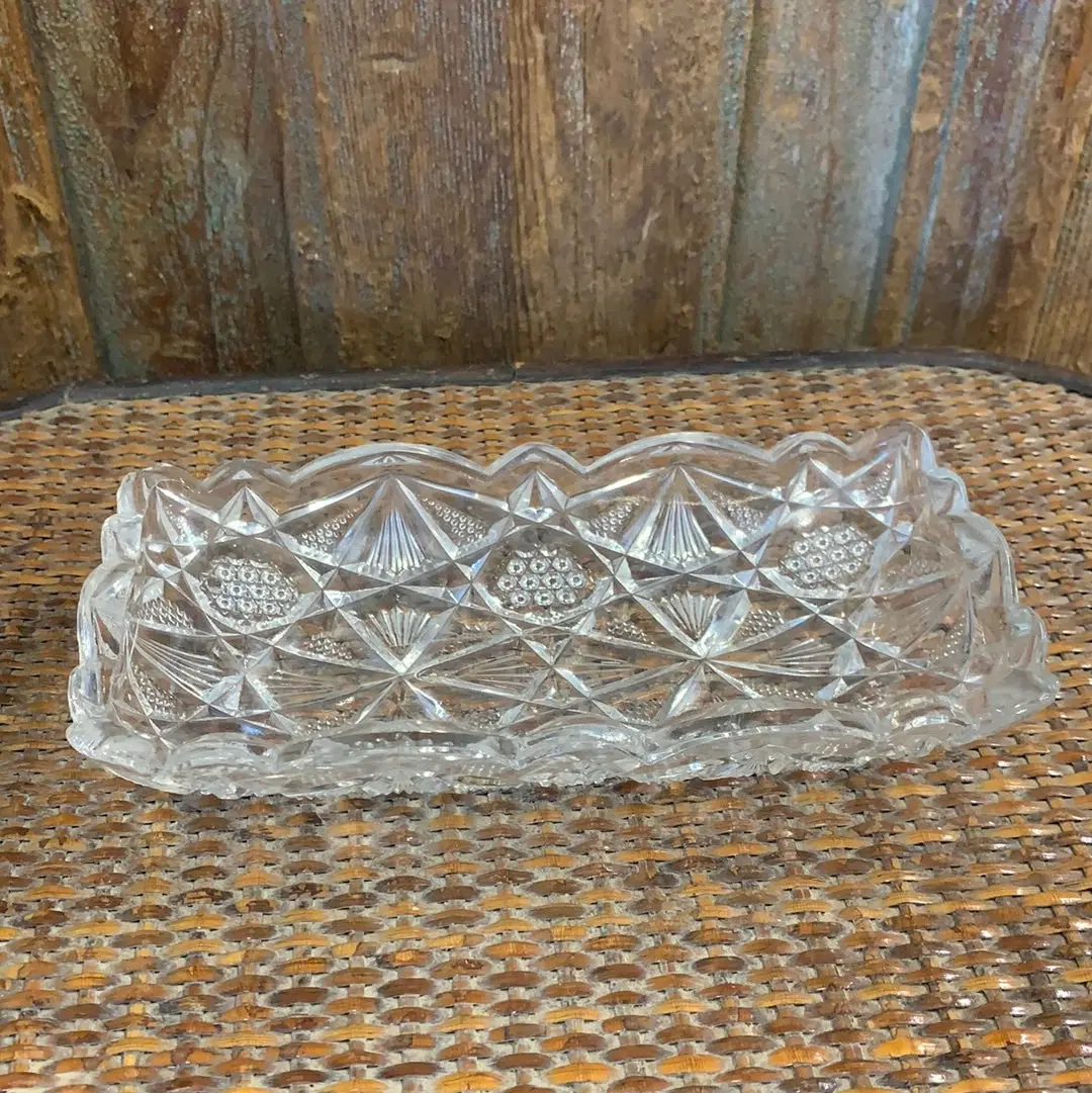 Rounded Rectangular Small Clear Glass Tray 1