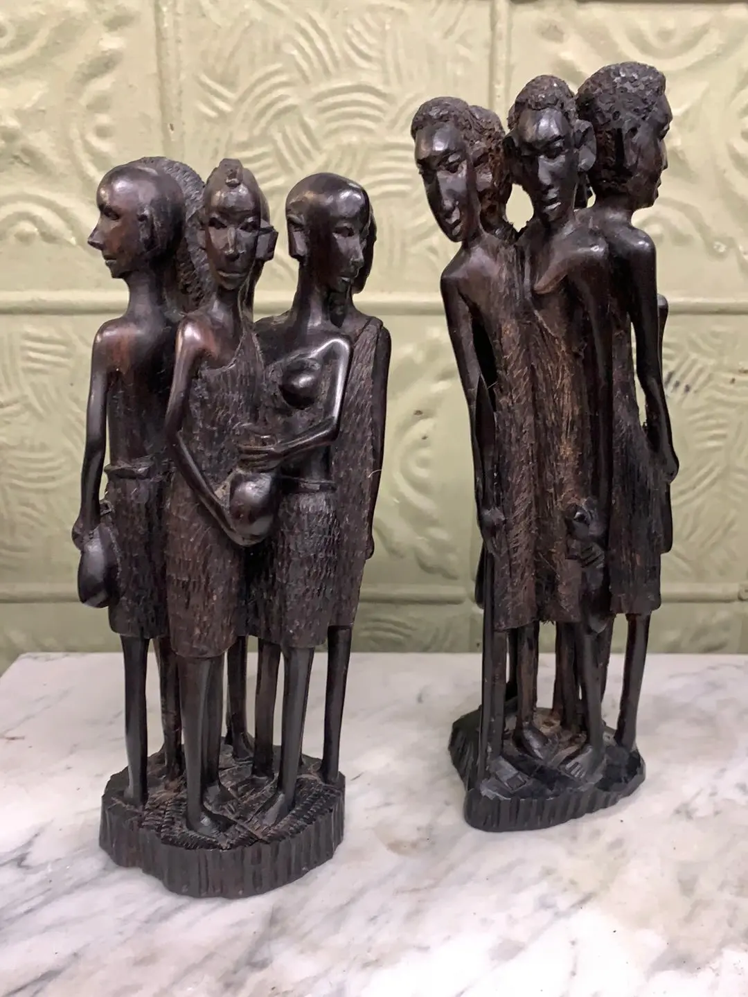 Pair Of African Carved Wood Figural Sculptures 1