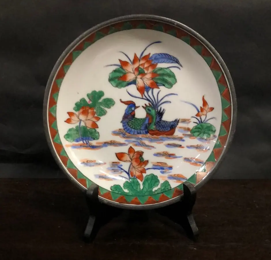 Chinese Pewter Clad Bowl 1