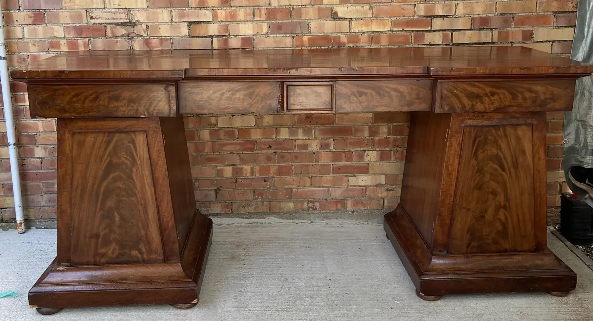 English Double Pedestal Mahogany Sideboard 1