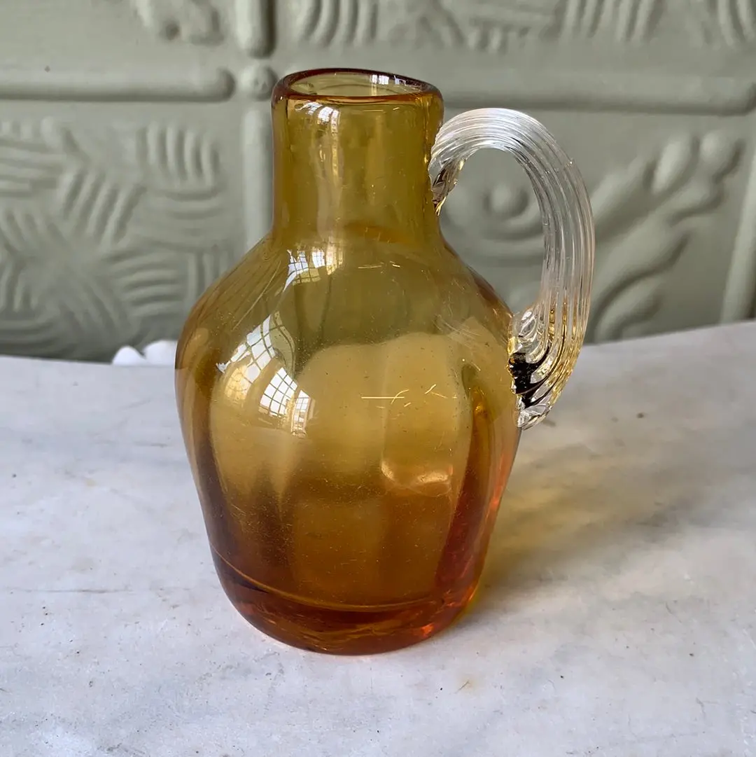 Mini Amber Blown Glass Jug 1