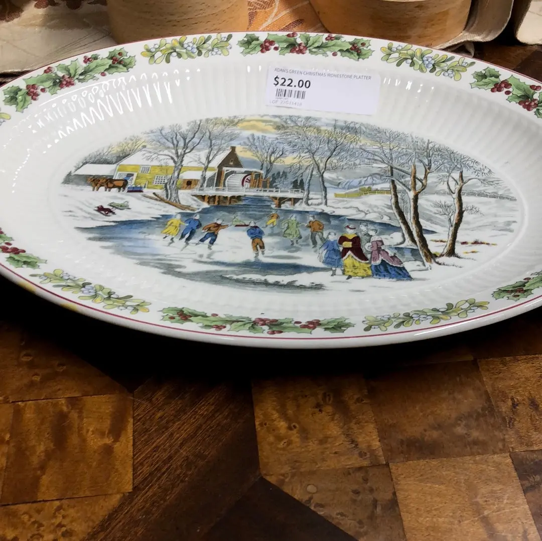 Adams Green Christmas Ironestone Platter 1