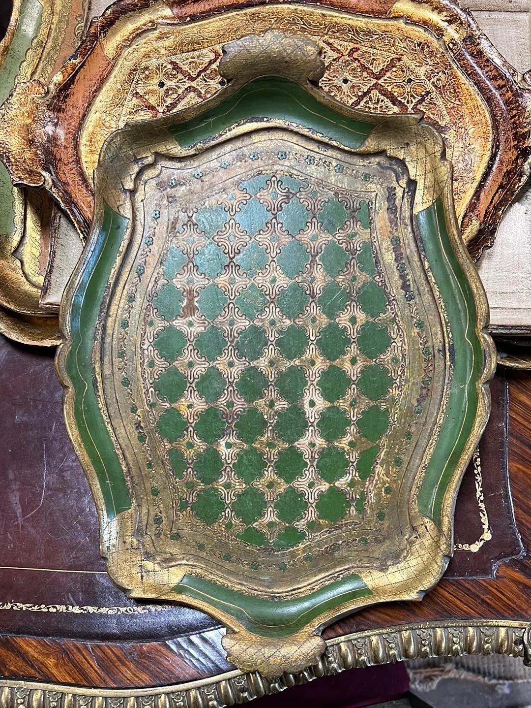 Small Green Florentine Tray 1