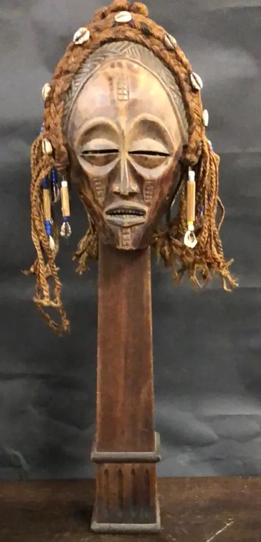 Carved African Mask On Stand 1