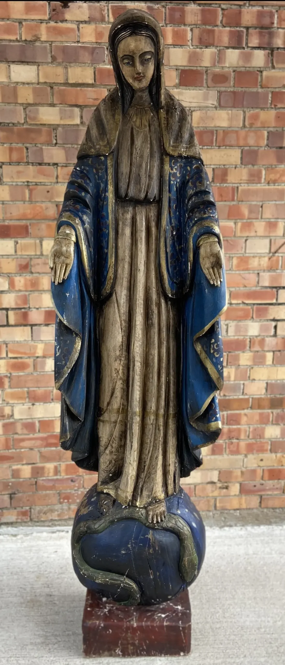 Large South American Madonna Wood Statue 1