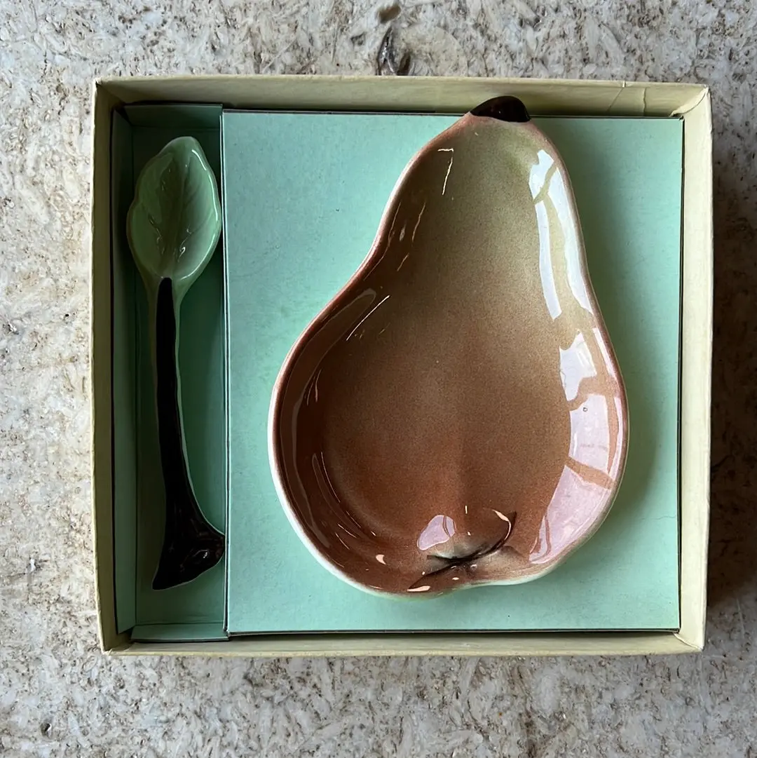 Carlton Ware Pear Dish And Spoon Set In Box 1