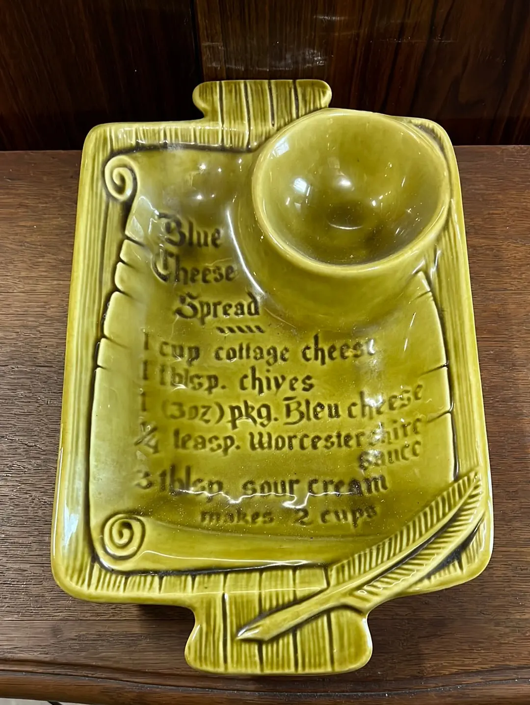 Vintage Avocado Blue Cheese Dish 1