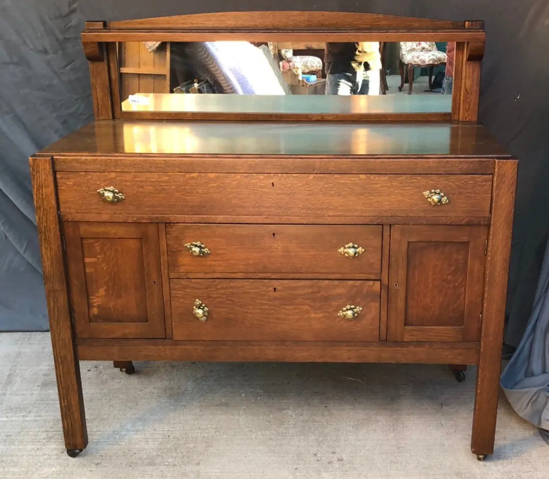 Mission Oak Mirror Back Sideboard 1